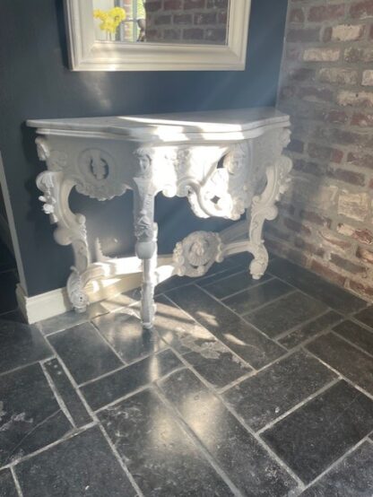 Barokke console hout met marmer blad